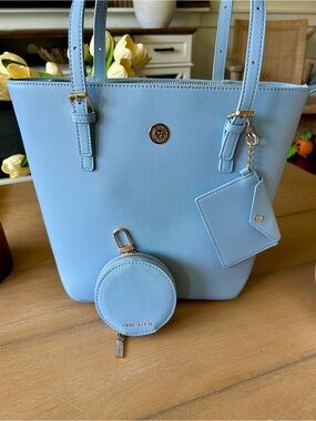 Anne Klein Powder Blue Tote with Matching Cardholder & Coin Case